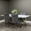 2.0m White Marble & Chrome X Base Dining Table