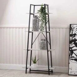 4-Tier Black And Grey Display Unit - 170cm