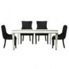 Apollo Champagne Dining Set With 4 Tufted Back Black Chairs
