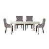 Apollo Champagne Dining Set With 4 Tufted Back Grey Chairs