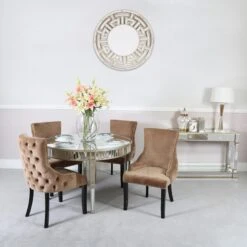 Apollo Champagne Mirrored Round Dining Table 6 Apollo Champagne Mirrored Round Dining Table -Dining Tables Sales apollo champagne mirrored round dining table p72330 109592 zoom
