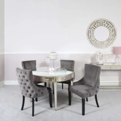 Apollo Champagne Mirrored Round Dining Table