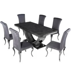 Arial Black Marble 1.8 M Dining Table -Dining Tables Sales arial black marble 1 8 m dining table p81772 165986 zoom