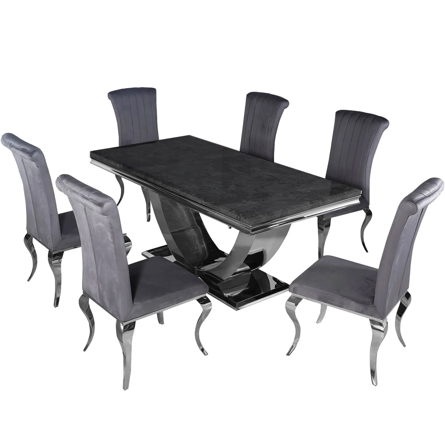 Arial Black Marble 2 M Dining Table 2 Arial Black Marble 2 M Dining Table - Image 2