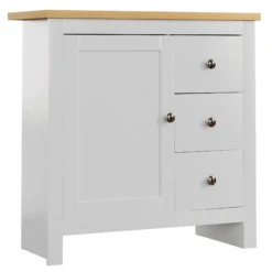 Arlington 3 Drawer 1 Door White Sideboard
