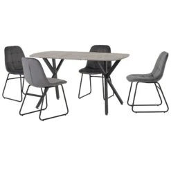 Athens Concrete Effect Rectangular Dining Set With Grey Lukas Chairs