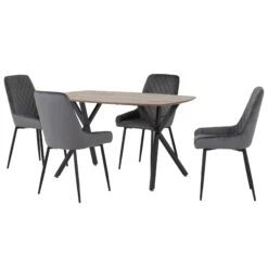 Athens Medium Oak Rectangular Dining Set With Grey Avery Chairs