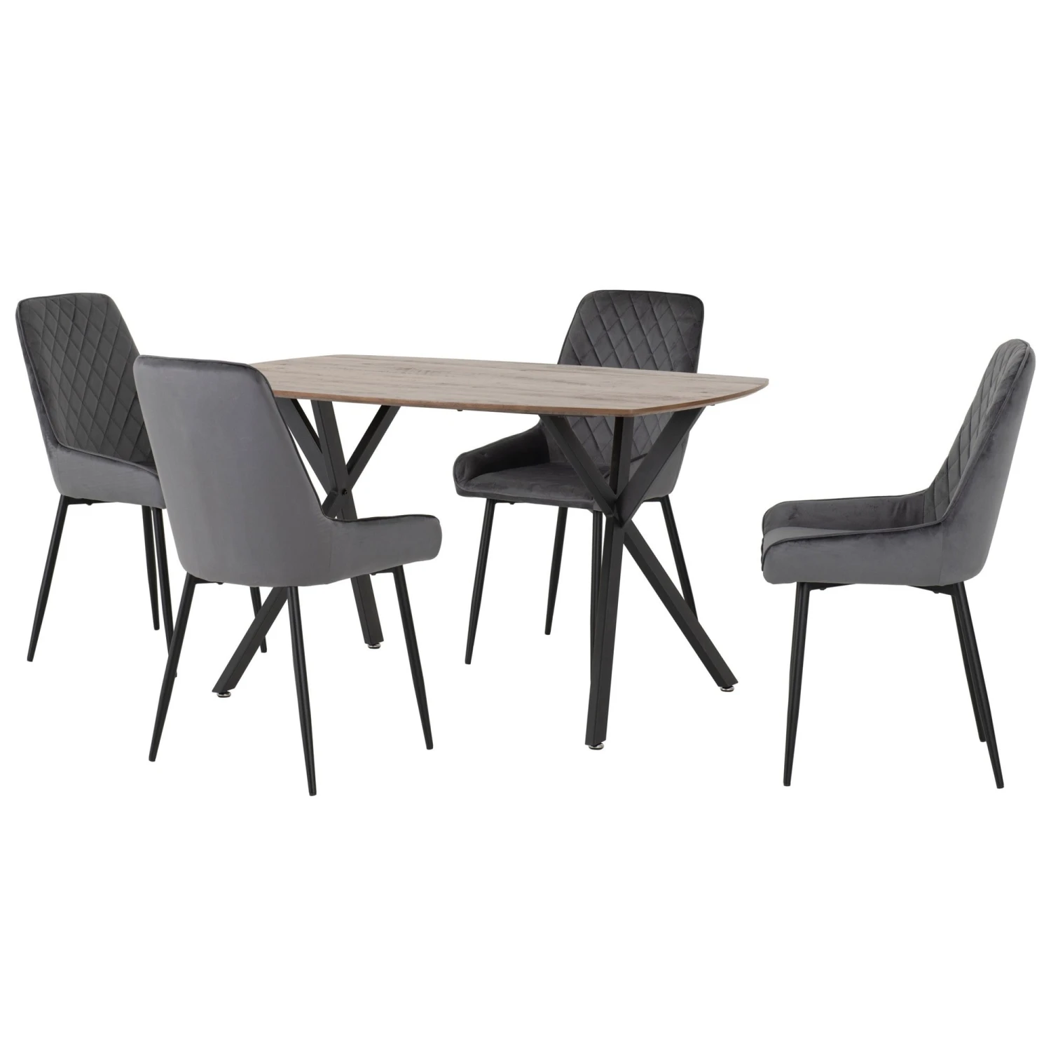 Athens Medium Oak Rectangular Dining Set With Grey Avery Chairs 1 Athens Medium Oak Rectangular Dining Set With Grey Avery Chairs