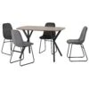 Athens Medium Oak Rectangular Dining Set With Grey Lukas Chairs