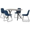 Athens Oak Rectangular Dining Set With Sapphire Blue Lukas Chairs