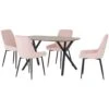 Athens Rectangular Dining Set Oak & Pink