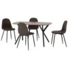 Athens Rectangular Dining Set With Brown Faux Leather Chairs