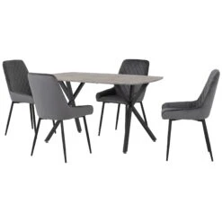 Athens Rectangular Dining Set With Grey Velvet Avery Chairs