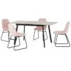 Avery Concrete & Grey Oak Extending Dining Set With Baby Pink Lukas Chairs