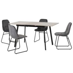 Avery Concrete & Grey Oak Extending Dining Set With Grey Lukas Chairs