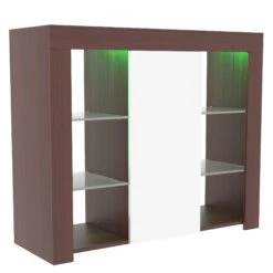 Azura 1 Door Large LED Sideboard - Walnut & White