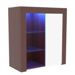 Azura 1 Door LED Sideboard - Walnut & White