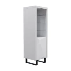 Belarmino Gloss Grey Tall Narrow Bookcase -Dining Tables Sales belarmino gloss grey tall narrow bookcase p82435 168045 zoom