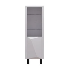 Belarmino Gloss Grey Tall Narrow Bookcase -Dining Tables Sales belarmino gloss grey tall narrow bookcase p82435 168046 zoom