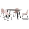 Berlin Black Wood Grain Dining Set With Baby Pink Lukas Chairs