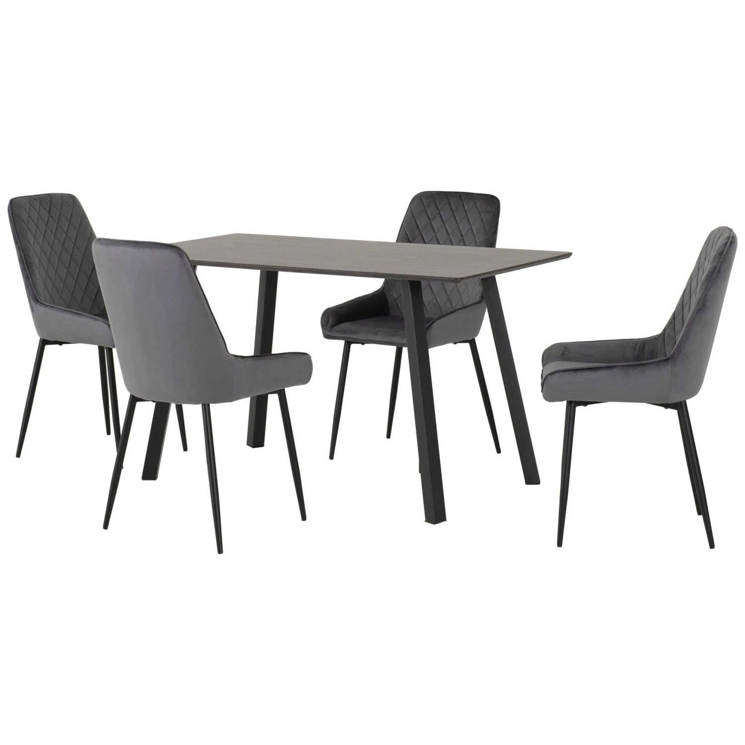 Berlin Black Wood Grain Dining Set With Grey Avery Chairs 1 Berlin Black Wood Grain Dining Set With Grey Avery Chairs