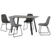 Berlin Black Wood Grain Dining Set With Grey Lukas Chairs