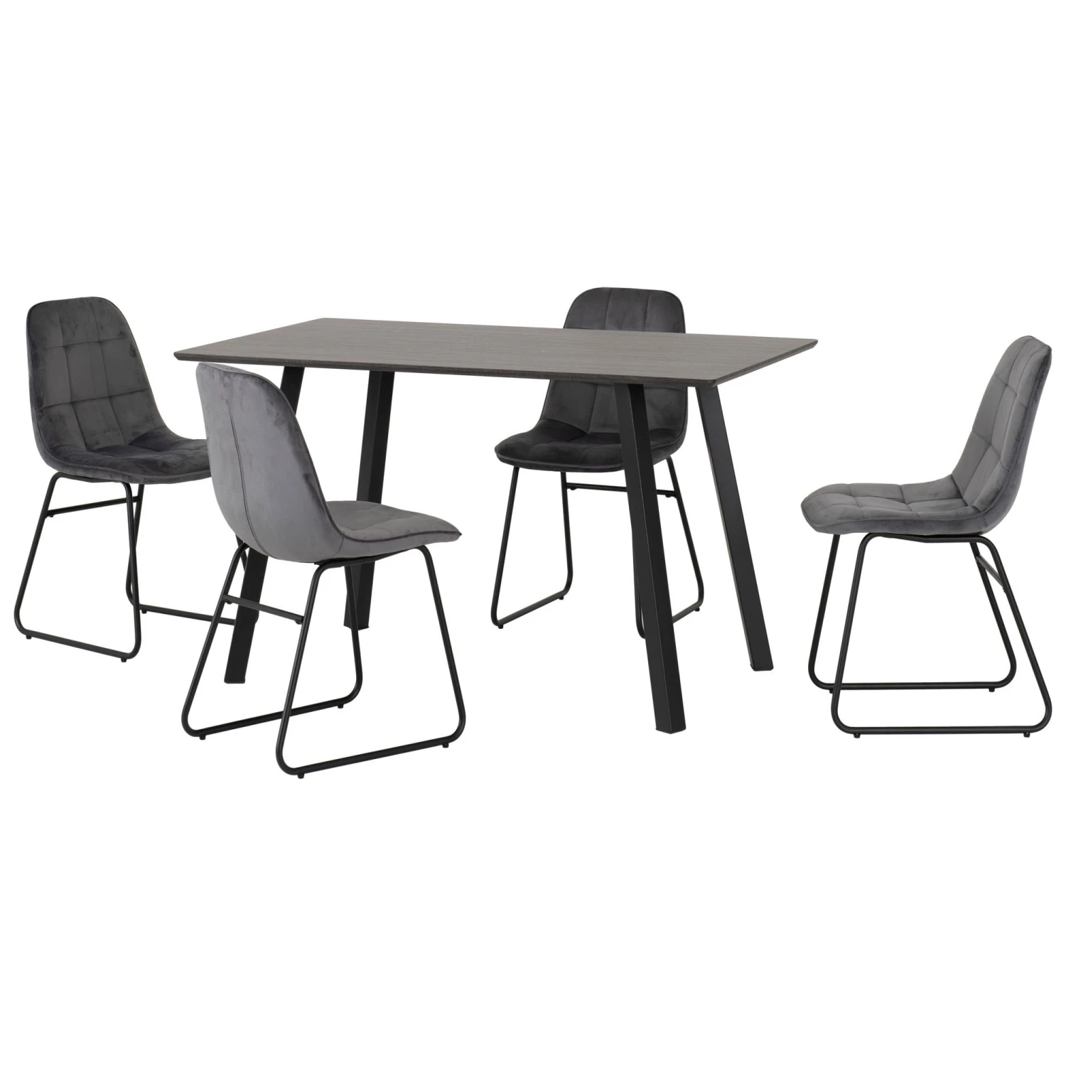 Berlin Black Wood Grain Dining Set With Grey Lukas Chairs 1 Berlin Black Wood Grain Dining Set With Grey Lukas Chairs