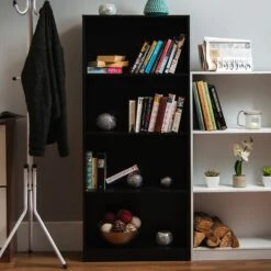 Black 4 Tier Bookcase -Dining Tables Sales black 4 tier bookcase p53704 70387 zoom