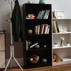 Black 4 Tier Bookcase -Dining Tables Sales black 4 tier bookcase p53704 70388 zoom