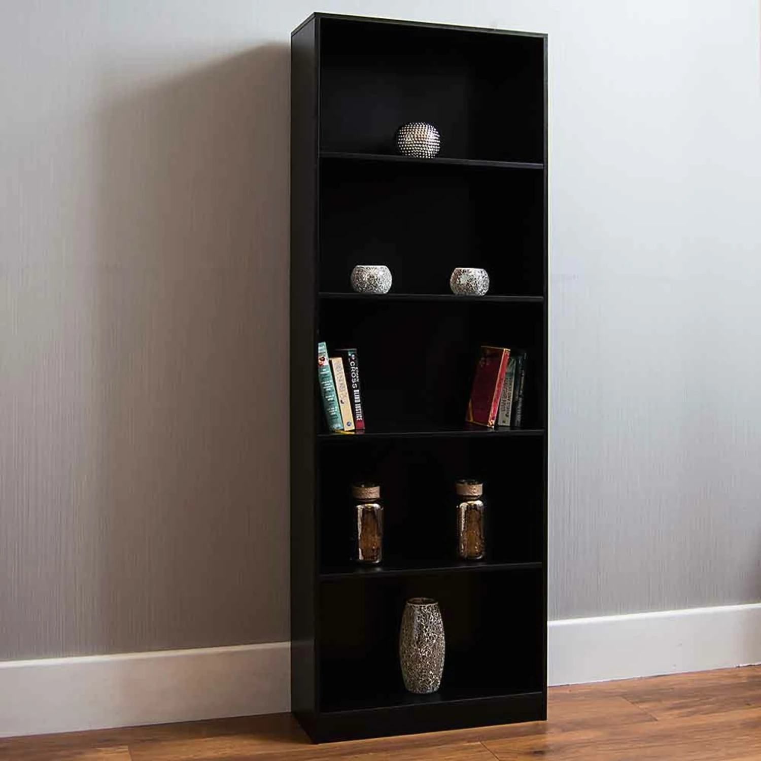 Black 5 Tier Bookcase 1 Black 5 Tier Bookcase