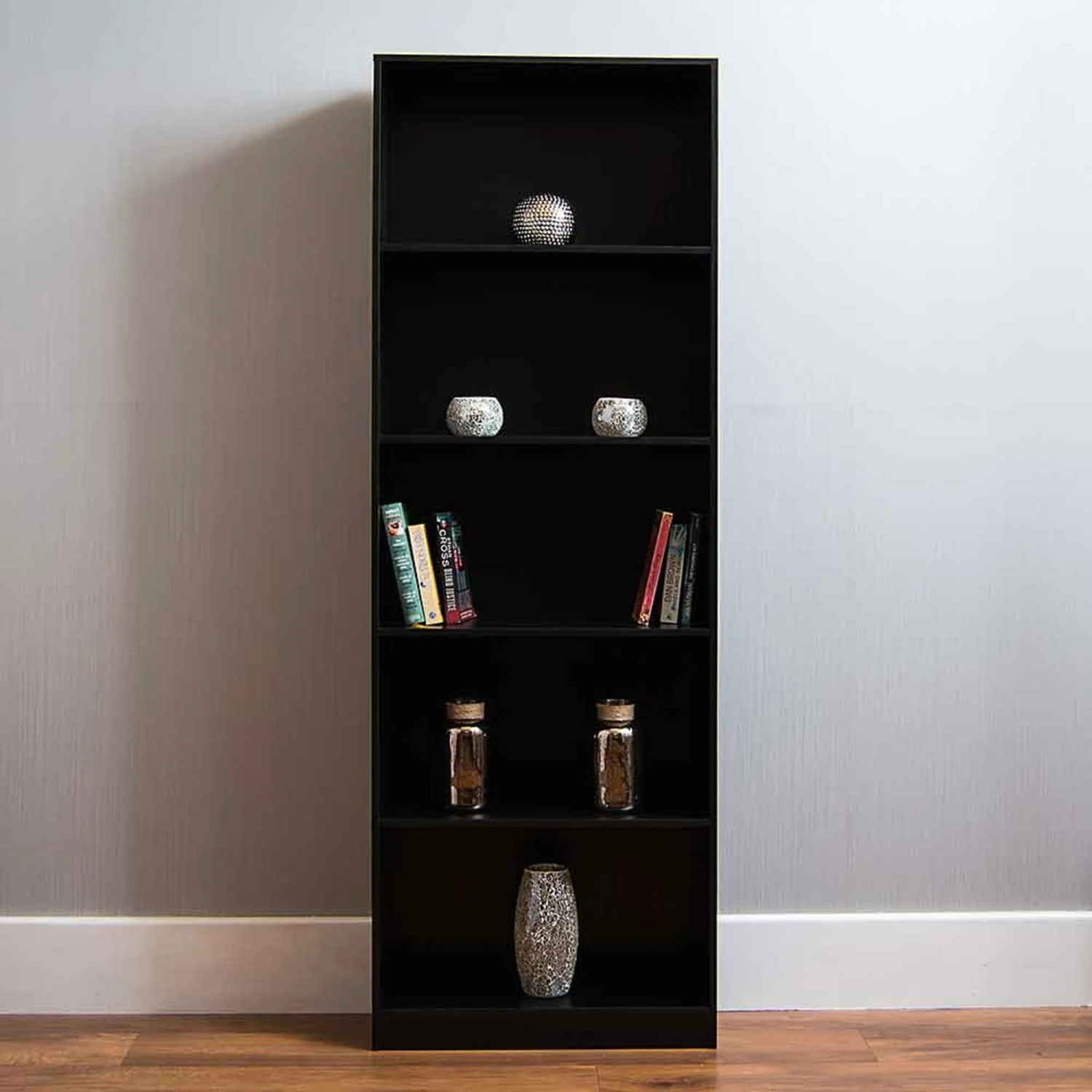 Black 5 Tier Bookcase 2 Black 5 Tier Bookcase - Image 2