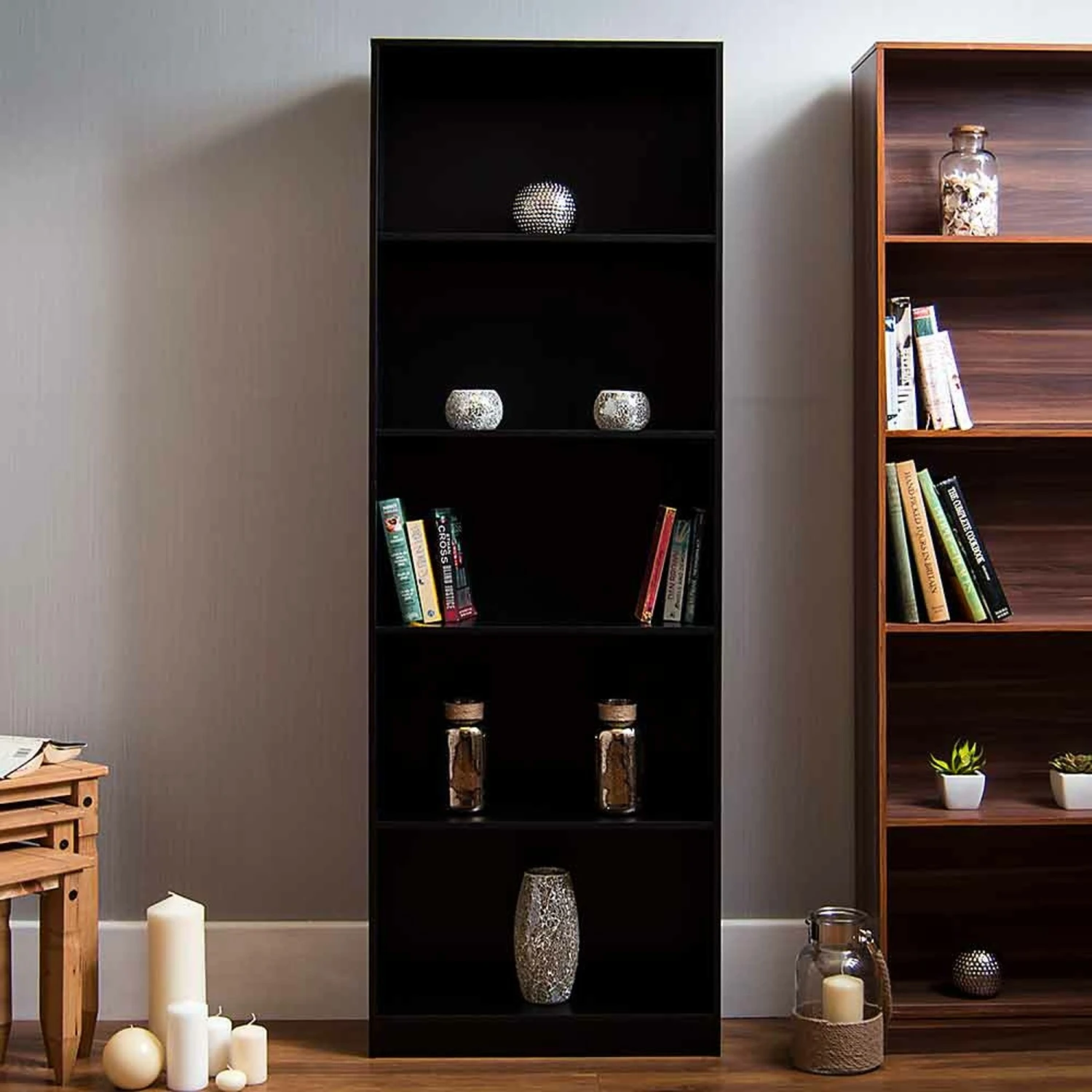 Black 5 Tier Bookcase 5 Black 5 Tier Bookcase - Image 5