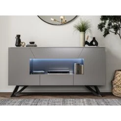 Carsyn Grey Matt Dark Grey Large Sideboard With LED