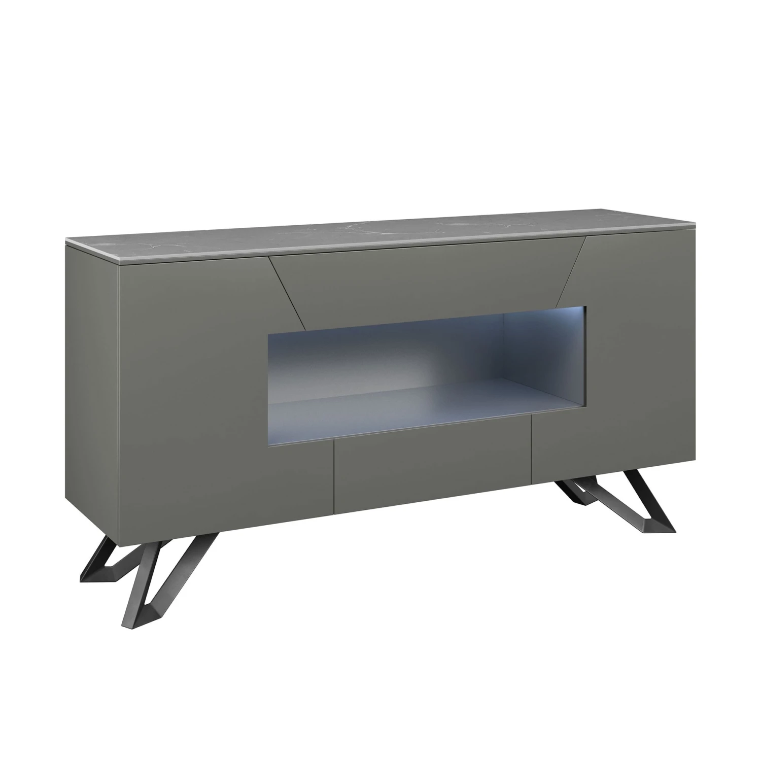 Carsyn Grey Matt Dark Grey Large Sideboard With LED 2 Carsyn Grey Matt Dark Grey Large Sideboard With LED - Image 2