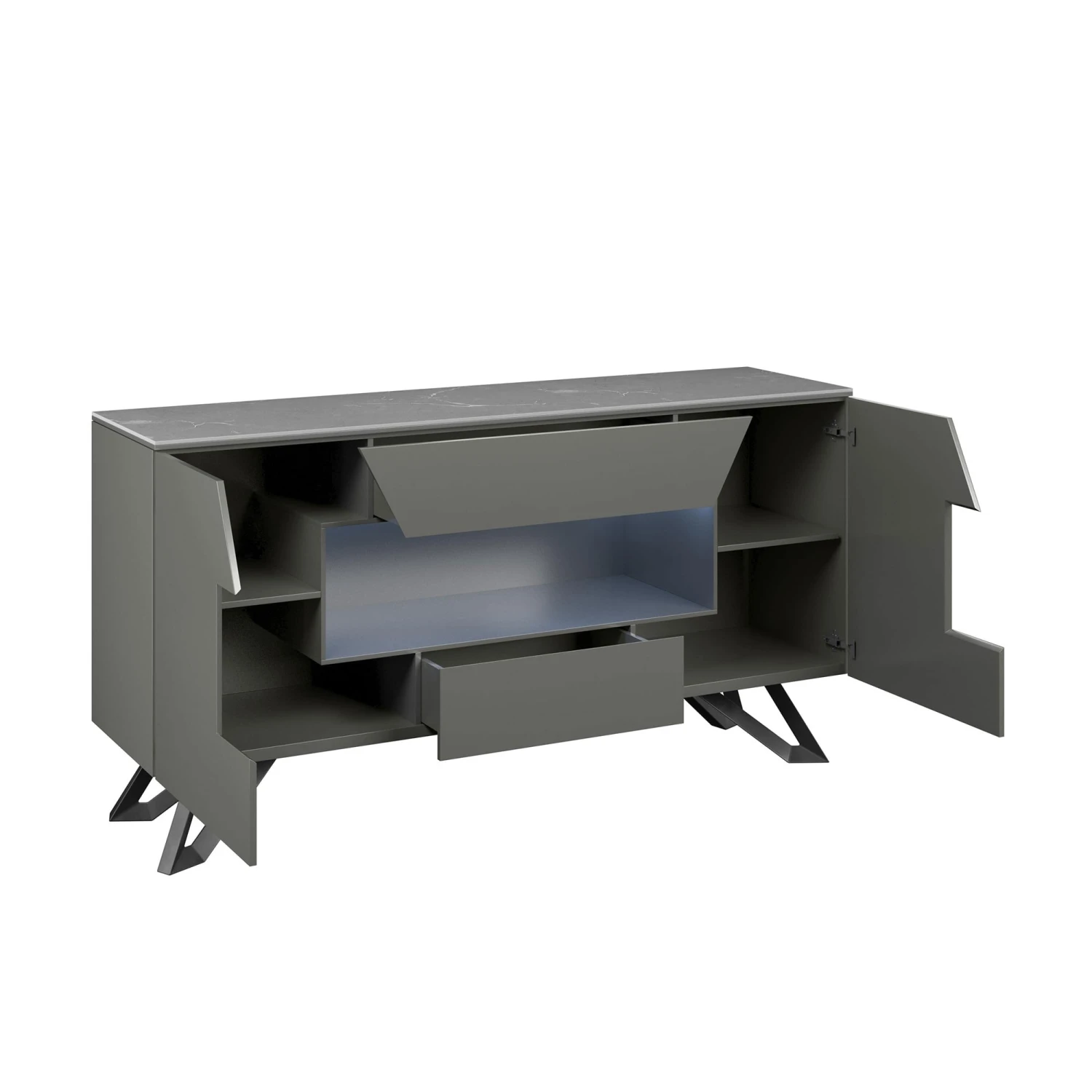 Carsyn Grey Matt Dark Grey Large Sideboard With LED 6 Carsyn Grey Matt Dark Grey Large Sideboard With LED - Image 6