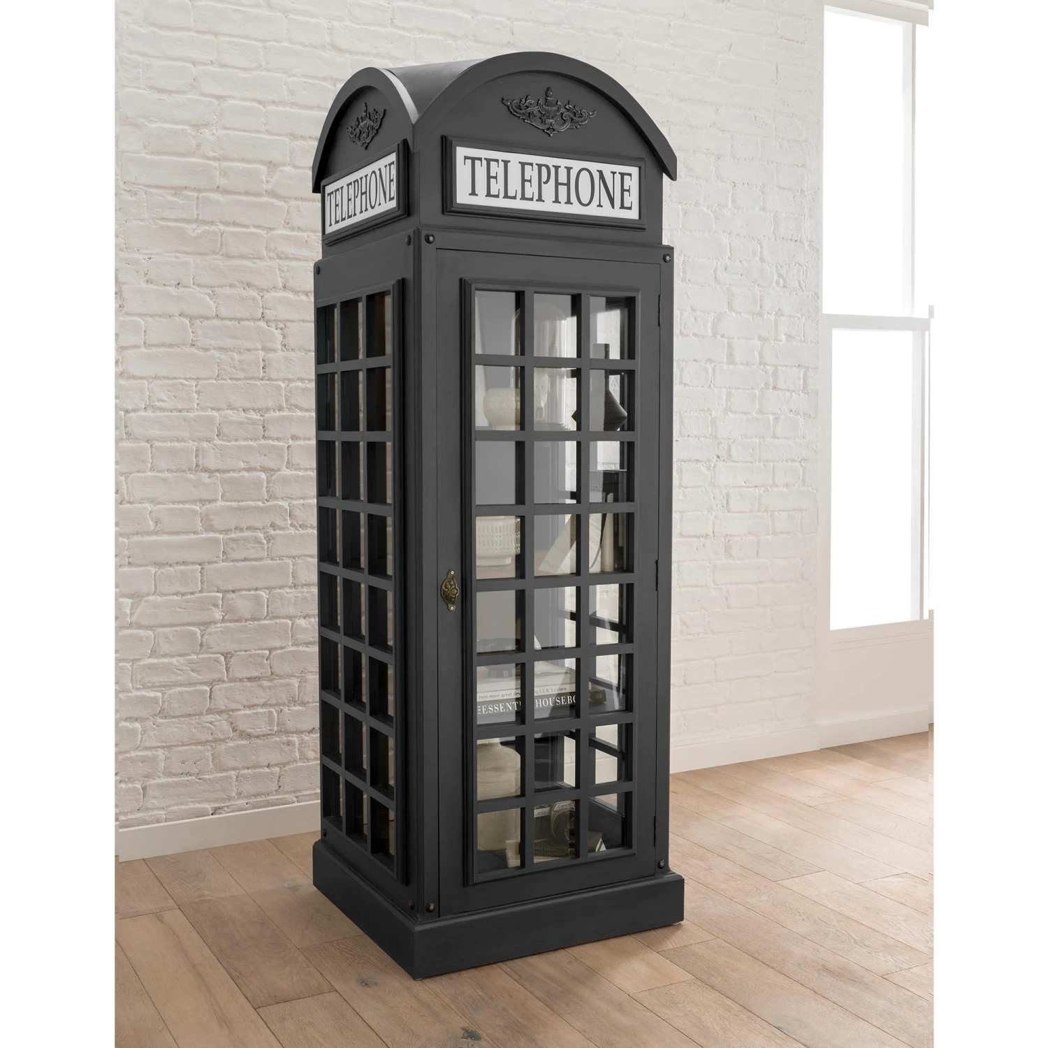 Drinks Cabinet - Telephone Box Design (Black) 2 Drinks Cabinet - Telephone Box Design (Black) - Image 2