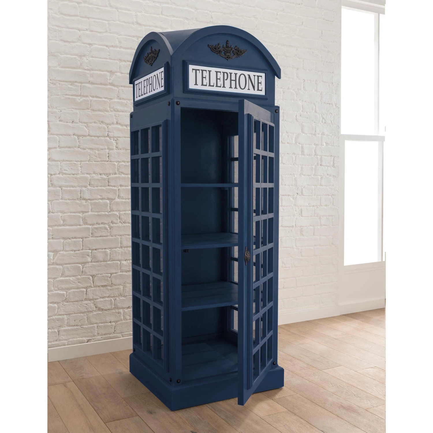 Drinks Cabinet - Telephone Box Design (Dark Blue) 2 Drinks Cabinet - Telephone Box Design (Dark Blue) - Image 2