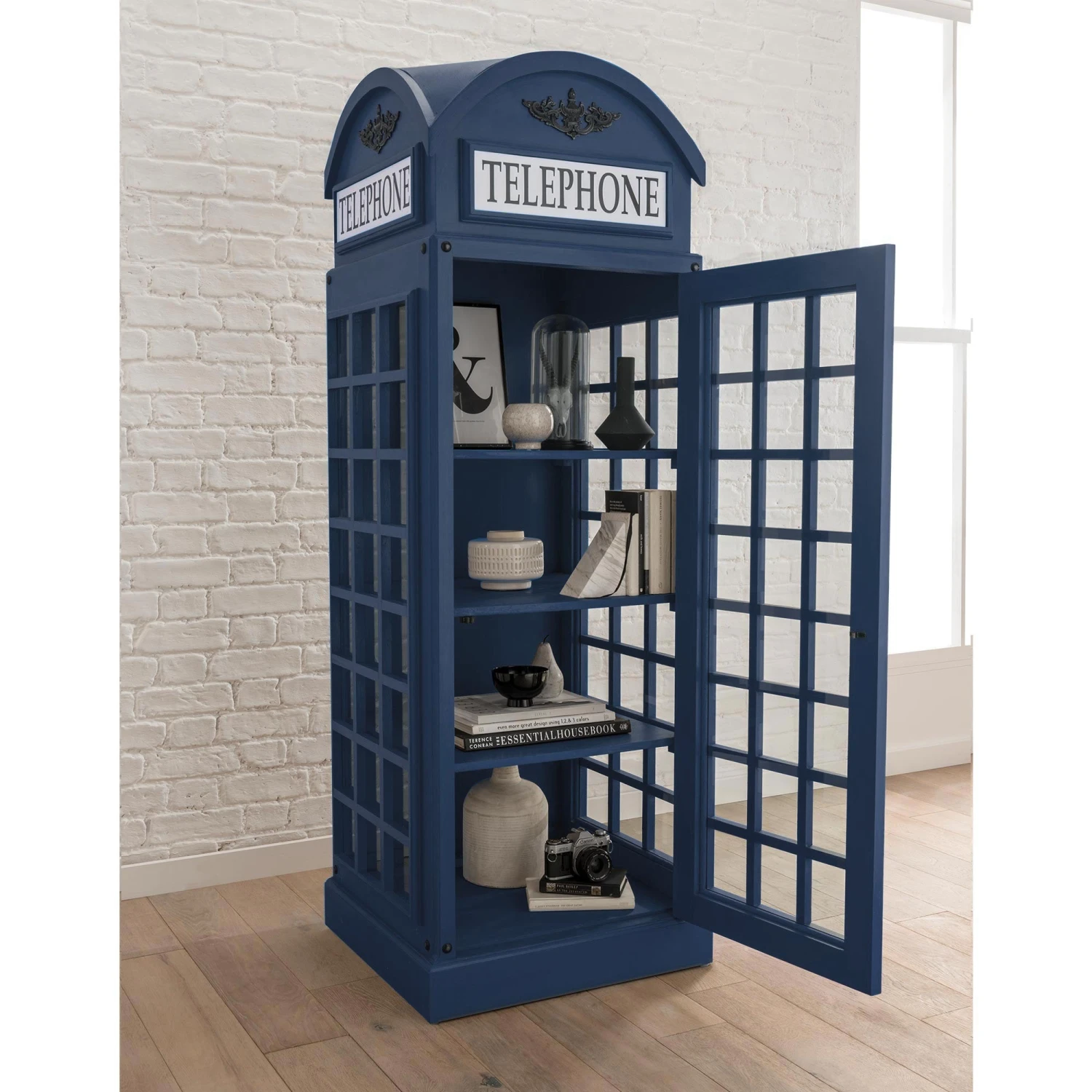 Drinks Cabinet - Telephone Box Design (Dark Blue) 1 Drinks Cabinet - Telephone Box Design (Dark Blue)