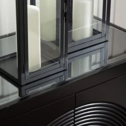 Elon 4 Door Black Sideboard With Smoked Mirror Top -Dining Tables Sales elon 4 door black sideboard with smoked mirror top p81310 178706 zoom