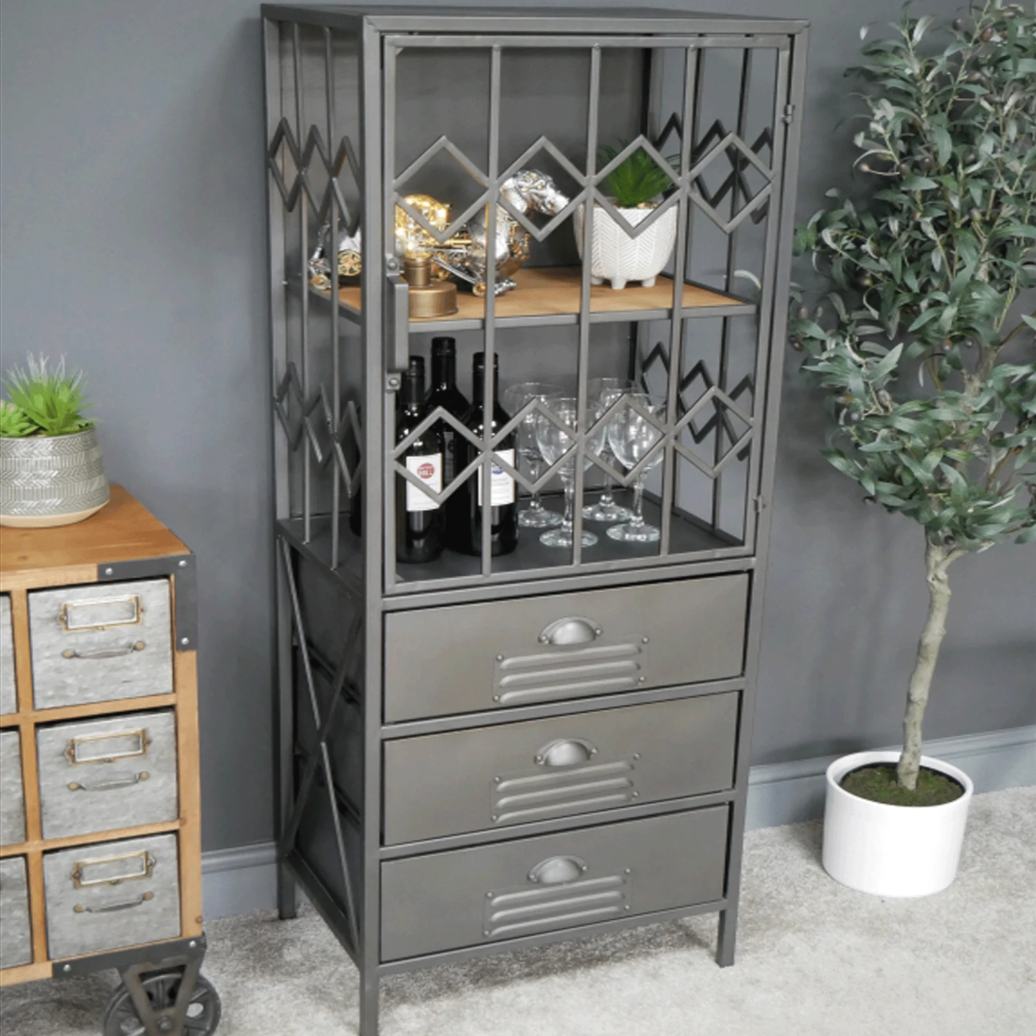 Grey Display Cabinet 2 Grey Display Cabinet - Image 2