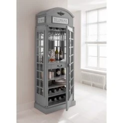 Grey Telephone Box Display Cabinet