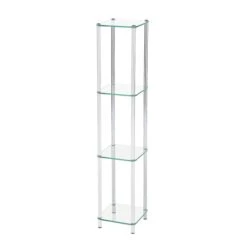 Harry 126cm Chrome And Glass 4 Tier Display Unit -Dining Tables Sales harry 126cm chrome and glass 4 tier display unit p77292 127780 zoom