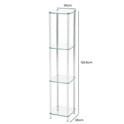 Harry 126cm Chrome And Glass 4 Tier Display Unit -Dining Tables Sales harry 126cm chrome and glass 4 tier display unit p77292 127782 zoom