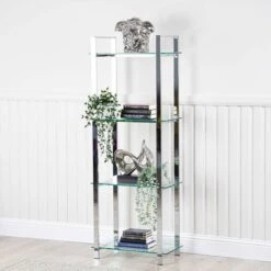 Harry 160cm Chrome And Glass 3 Tier Display Unit