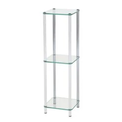Harry 86cm Chrome And Glass 3 Tier Display Unit -Dining Tables Sales harry 86cm chrome and glass 3 tier display unit p77280 127718 zoom