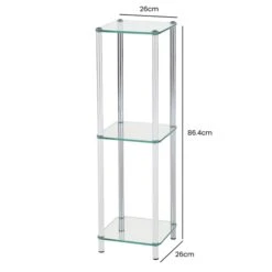 Harry 86cm Chrome And Glass 3 Tier Display Unit -Dining Tables Sales harry 86cm chrome and glass 3 tier display unit p77280 127719 zoom