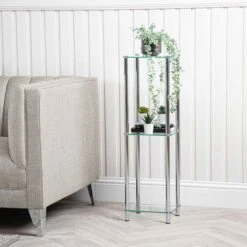 Harry 86cm Chrome And Glass 3 Tier Display Unit