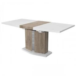 High Gloss White And Wood Effect Extending Dining Table