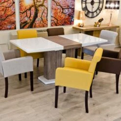 High Gloss White And Wood Effect Extending Dining Table -Dining Tables Sales high gloss white and wood effect extending dining table p78790 136447 zoom