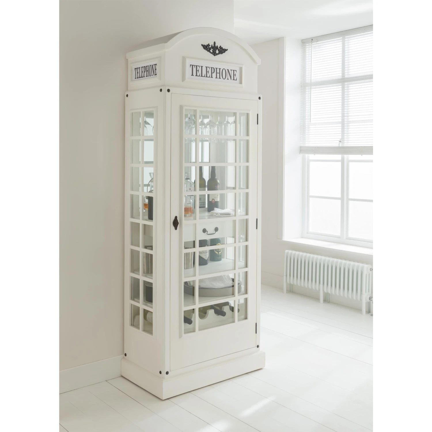 Home Bar, White Telephone Box Display Cabinet 2 Home Bar, White Telephone Box Display Cabinet - Image 2